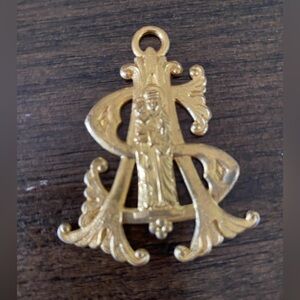 Vintage Gold tone Religious Pendant
